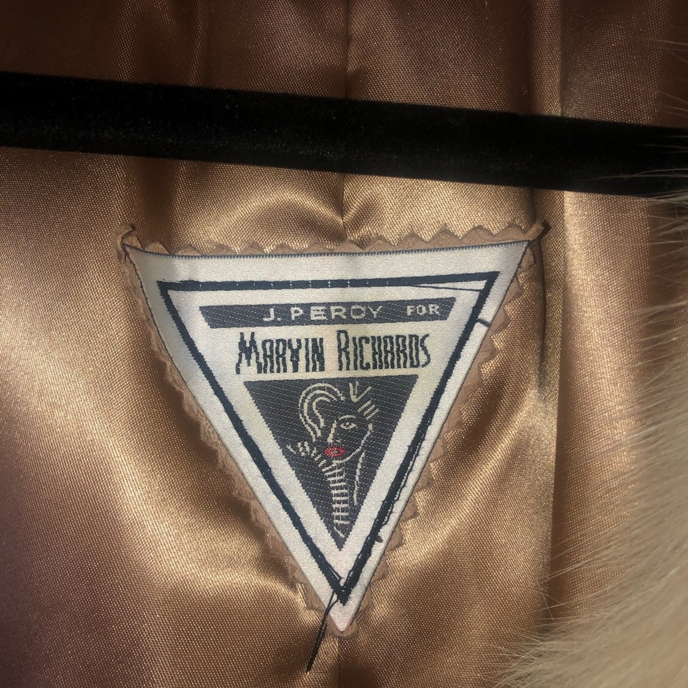 J Percy Marvin Percy tan flower fur leather coat.